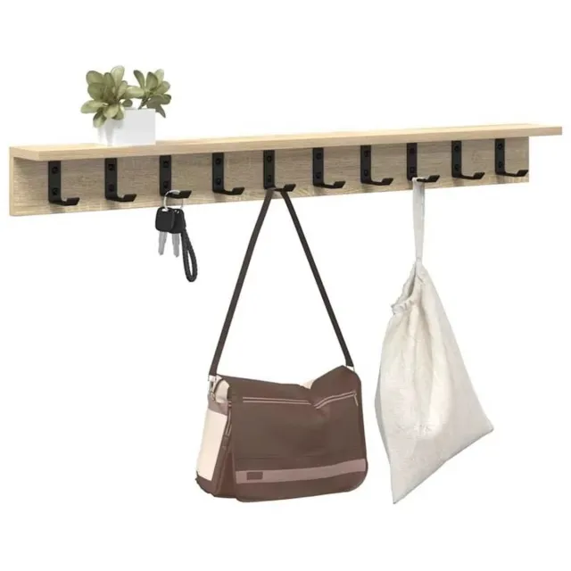 JOYNEXTBUY Wandkapstok Sonoma Eiken – Wandgarderobe 100 cm – Kapstok 5 Haken – Moderne Wandkapstok voor Hal, Gang en Slaapkamer