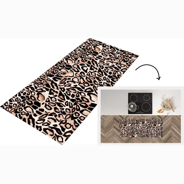 KitchenYeah Keukenloper - Loper keuken - Panterprint - Zwart - Bruin - Keukenloper vinyl Multicolor