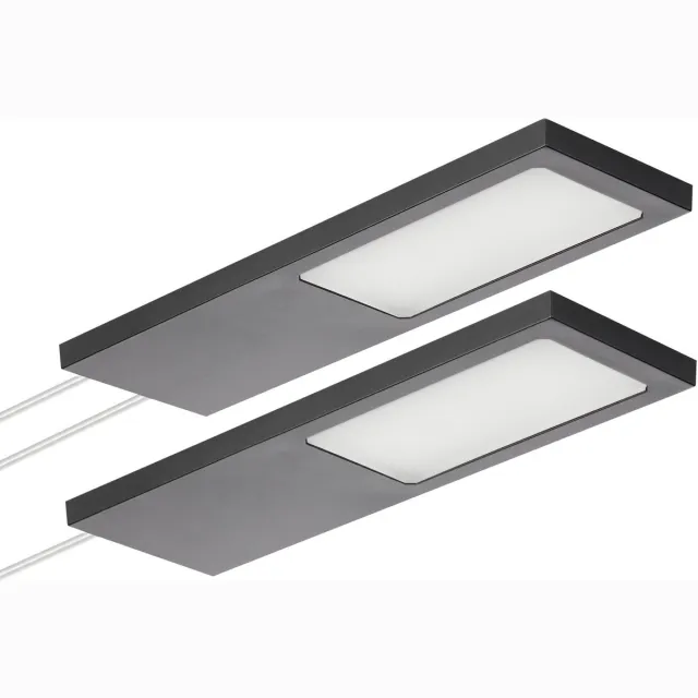 Sotech set van 2 LED meubellampen GIULIA II zonder sensor zwart, 2700K warm wit incl. transformator & verdeler Onderkastverlichting