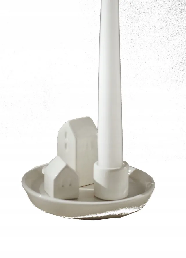Sinsay Decoratieve Kerst Huisjes Kaarsenhouder - Wit Keramiek
