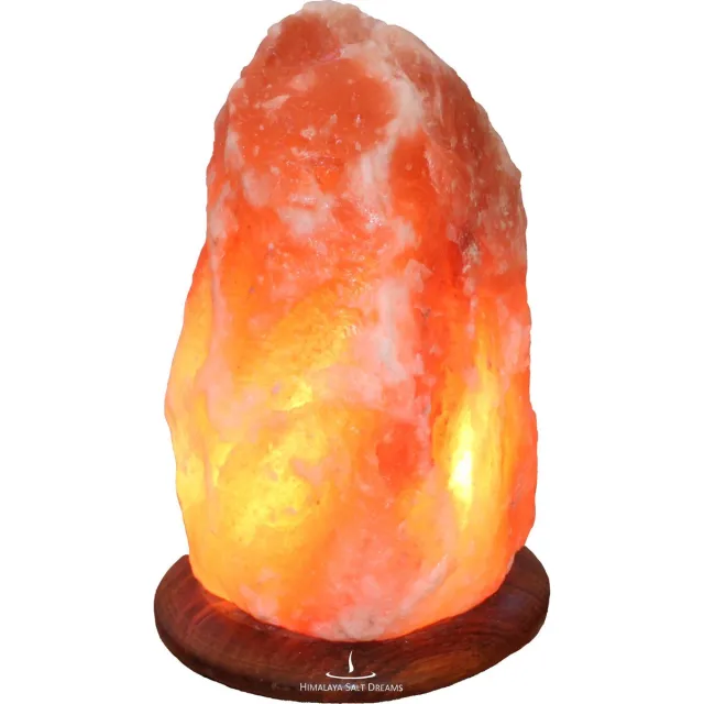 Himalaya Salt Dreams Zoutlamp - Tafellamp - 7-10Kilo - 31cm Hoog - Houtenvoet oranje/geel