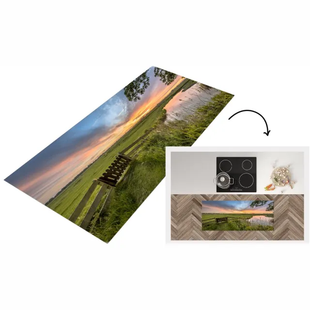 KitchenYeah Keukenloper - Loper keuken - Friesland - Hek - Landschap - Keukenloper vinyl Multicolor