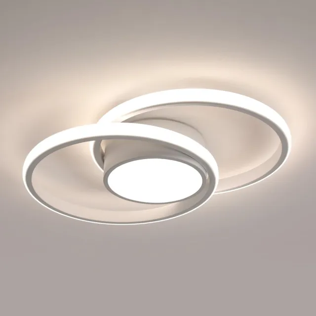 Haobosic Dubbele cirkel aluminium LED plafondlamp - wit, 42W, 4500K neutraal licht