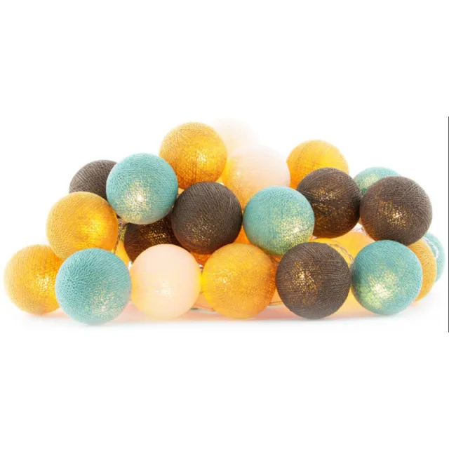 Cotton Ball Lights LED lichtslinger voor binnen - Handgemaakt en Fairtrade - 35 lampjes - Earth