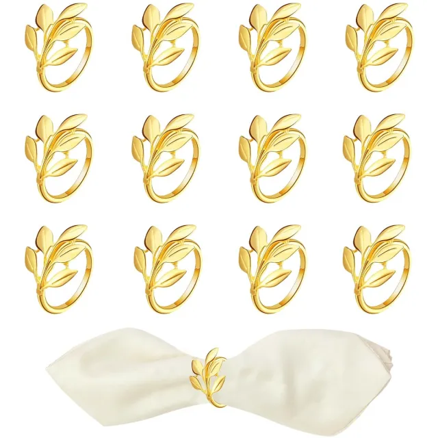 Ibenzoa Luxueuze Goudkleurige Servetringen Set van 12 voor Feestelijke Tafeldecoratie