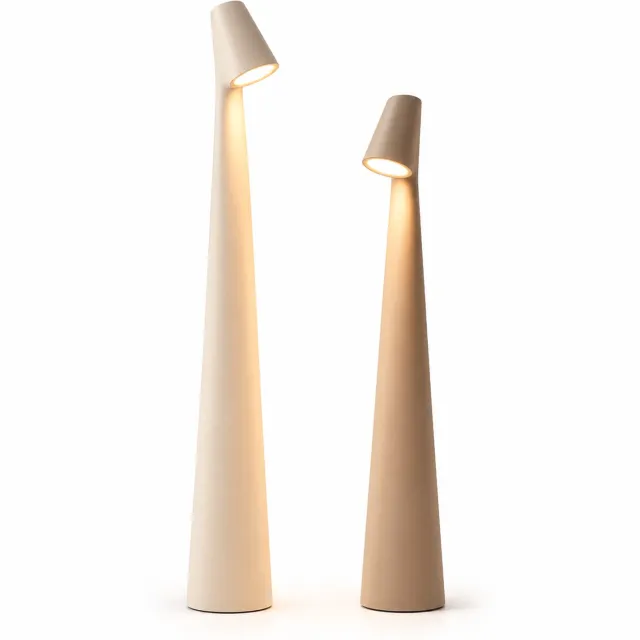 KCVV Set van 2 LED Bureaulampen - Oplaadbare Touch Tafellampen - Dimbaar Warm Licht - 3 Helderheidsniveaus - Draadloze Nachtlampjes voor Slaapkamer, Bureau en Woonkamer - Wit - 35 cm
