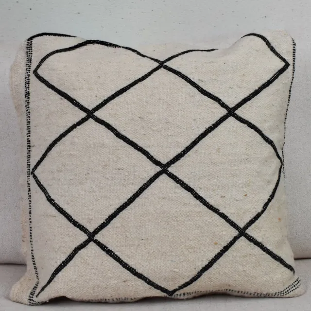 Poufs&Pillows Handgeweven Beni Ouarain kussen 40 x 40 - Beni Ouarain stijl zwart