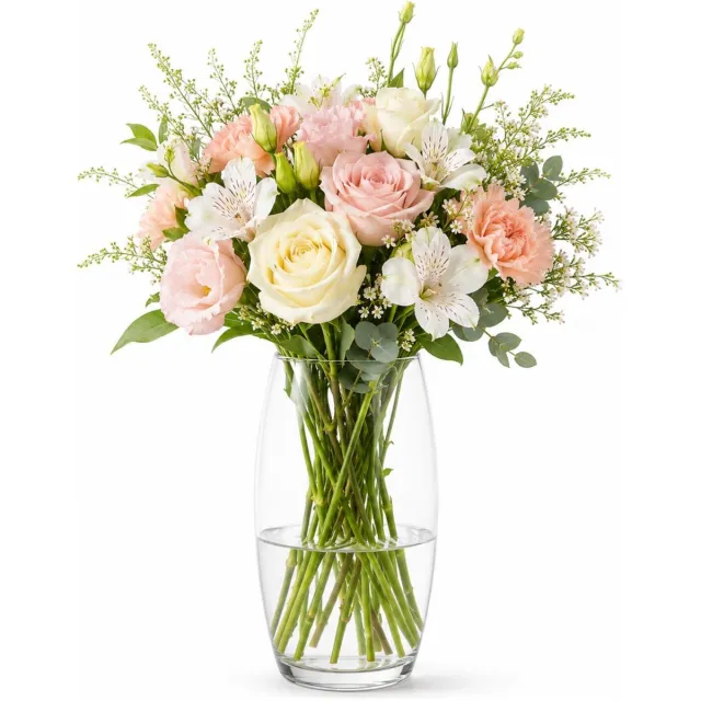 Natural Living Bloemenvaas Rosa - trompet vaas model - transparant glas - 12 x 26 cm