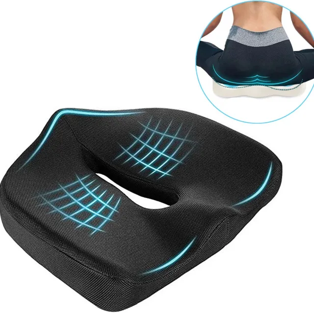 Cenz DESIGN CenZ® Zitkussen, Orthopedisch Ergonomisch Traagschuim Stoelkussen, Zitkussen Bureaustoel, Comfortabel Memory Foam Steunkussen, Wigkussen, Coccyx Kussen, Bureaustoelkussen , Autostoelkussen, Stuitkussen, İschiaskussen, Zwangerschapskussen, 43x38cm zitkussen 2