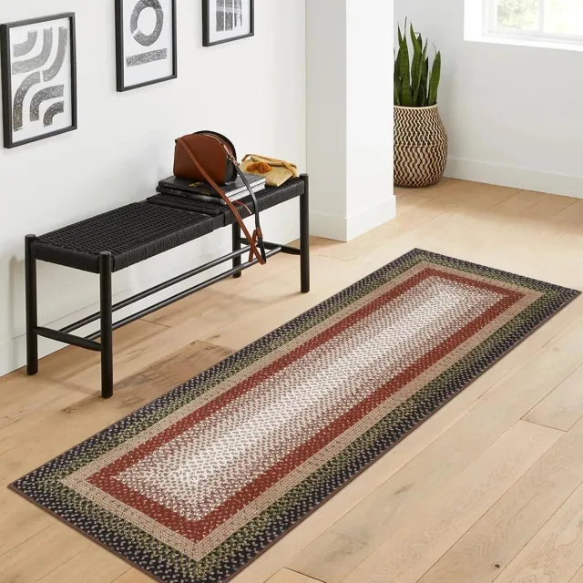 Triumpunpre Vloerkleed - Wasbaar Antislip Textuur Motief - Rood/Zwart - 60x230 cm