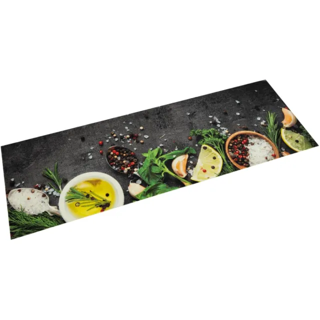 vidaXL Keukenmat wasbaar kruidenprint 45x150 cm fluweel Grijs
