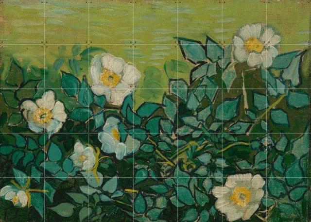 IXXI Wilde rozen (1889), Vincent van Gogh (1853 - 1890) & Van Gogh Museum - 140 x 100 cm - Grote wanddecoratie en posters - Klassiek, Kleurrijk