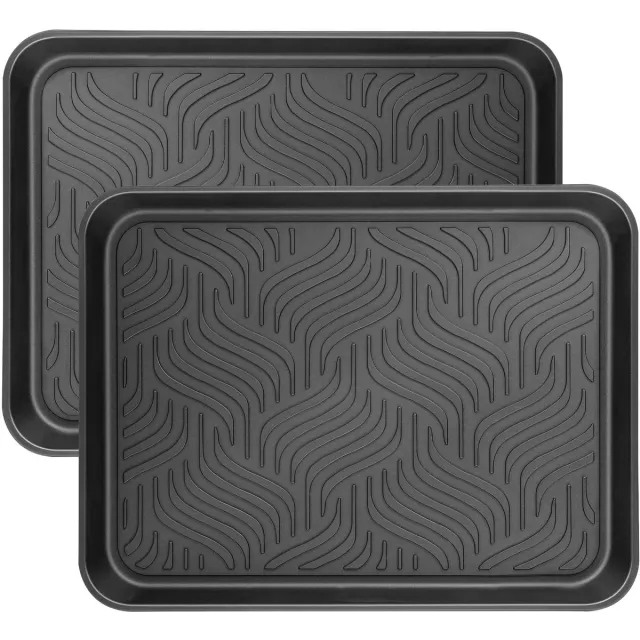 Ibenzoa Robuust Schoenenopvangrek met Verhoogde Rand, Set van 2, 43 x 33 x 33 cm - Zwart Kunststof