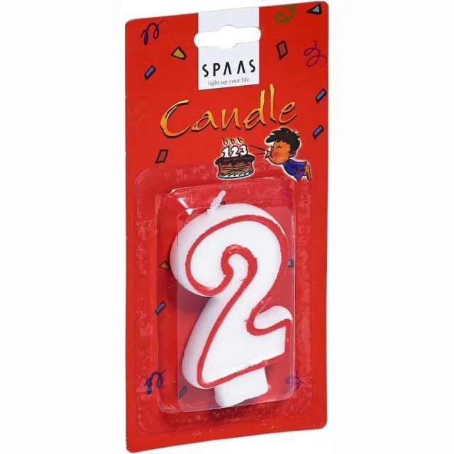 Spaas Verjaardagskaars 2 rood/wit