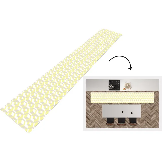 KitchenYeah Keukenloper - Keukenmat - Blokken - Patronen - 3D - Geel - Keuken vloerkleed Multicolor