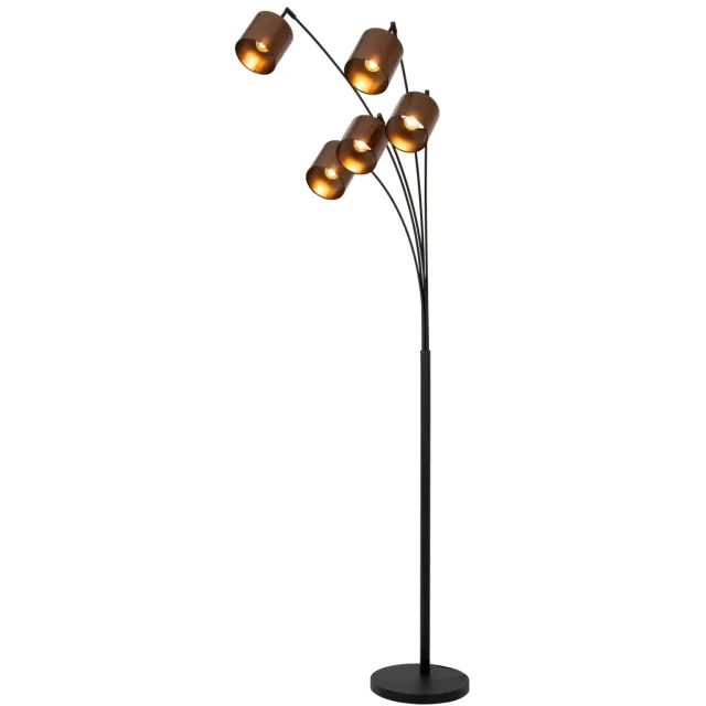 Lucide RANKOS - Vloerlamp - 5xE14 - Zwart Zwart, Roest bruin