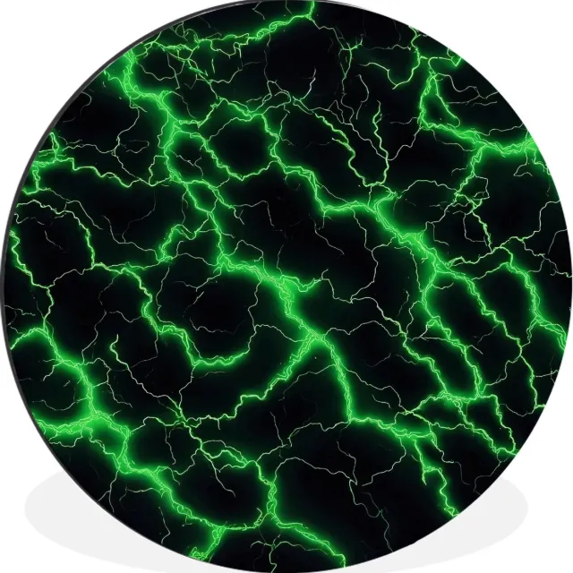 WallCircle Wandcirkel - Muurcirkel - Gaming - Bliksemflitsen - Groen - Energie - Aluminium - Dibond - 60x60 cm - Binnen en Buiten