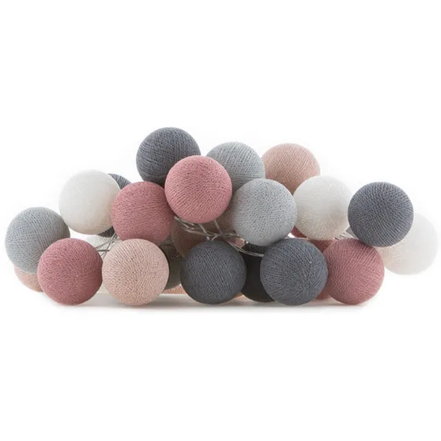 Cotton Ball Lights LED lichtslinger voor binnen - Handgemaakt en Fairtrade - 35 lampjes - Dirty Rose