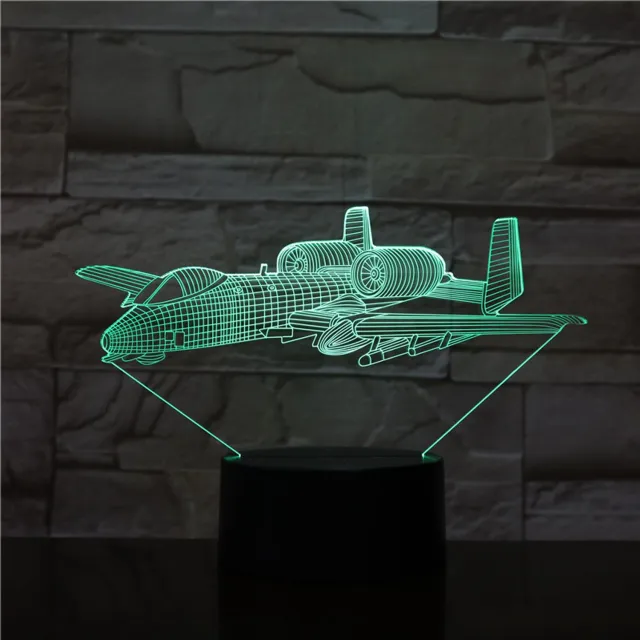 MC Living 3D Led Lamp Met Gravering - RGB 7 Kleuren - Vliegtuig