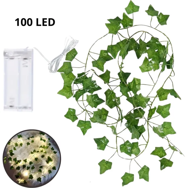 Livano Klimop Slinger - Met Led Lichtjes - Met Lichtjes - Klimop Kunstplant - Plant Slinger - Hangplant Kunstplanten - Fairy Lights - String Lights - Bedroom - Nep Klimop - 10M Groen