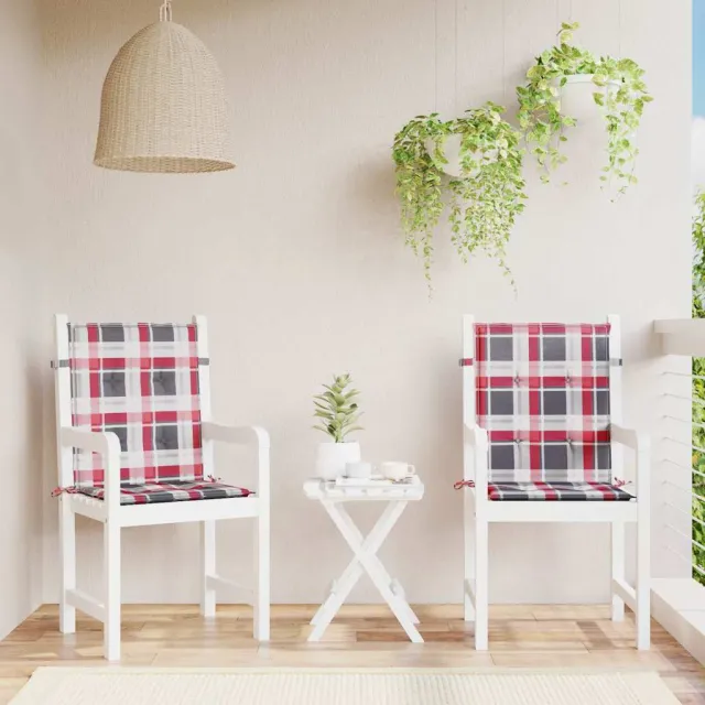 vidaXL Tuinstoelkussens 2 st 100x50x3 cm oxford stof ruitpatroon rood Meerkleurig