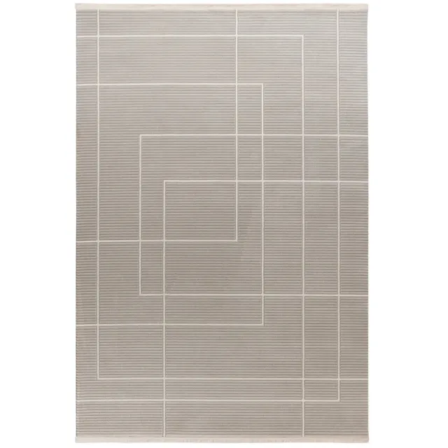 Dutch XXL Laagpolig Vloerkleed | Tapijt | Elif | Geometrisch | Zilver | 80x150 cm