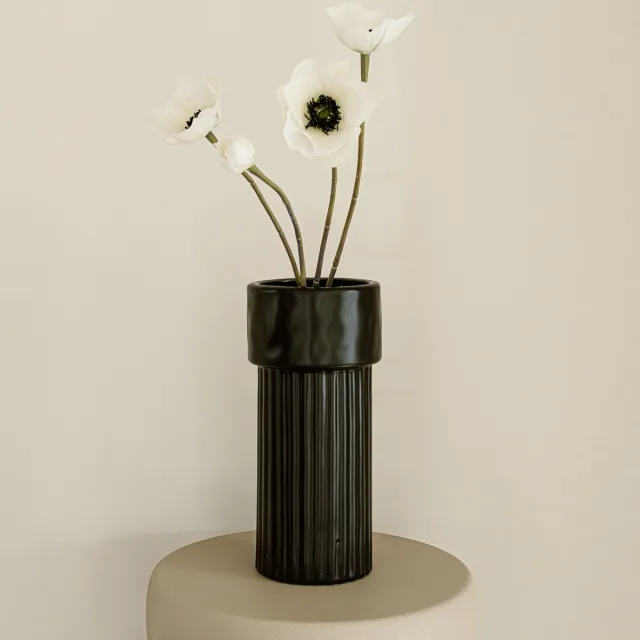 Indore Home Vaas Mary - Bloemenvaas - Woonkamer decoratie - Vaas Zwart