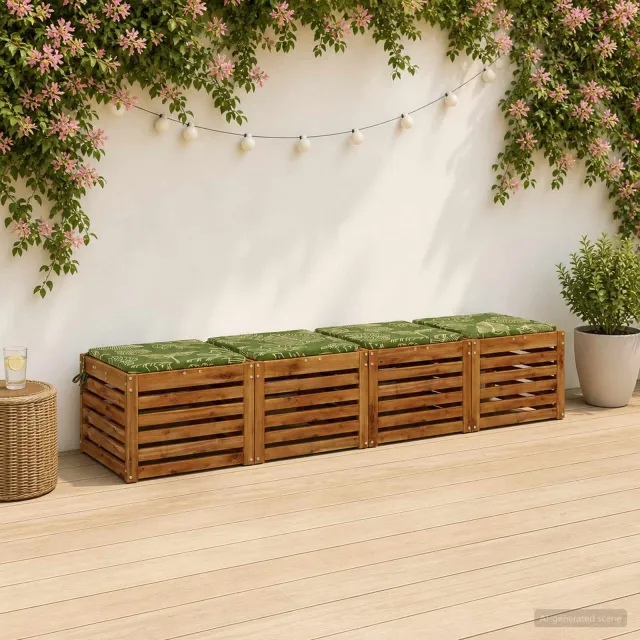 vidaXL Zitkussens SOEST 4 st 100% Polyester Bladontwerp 40 x 40 x 3 cm Groen