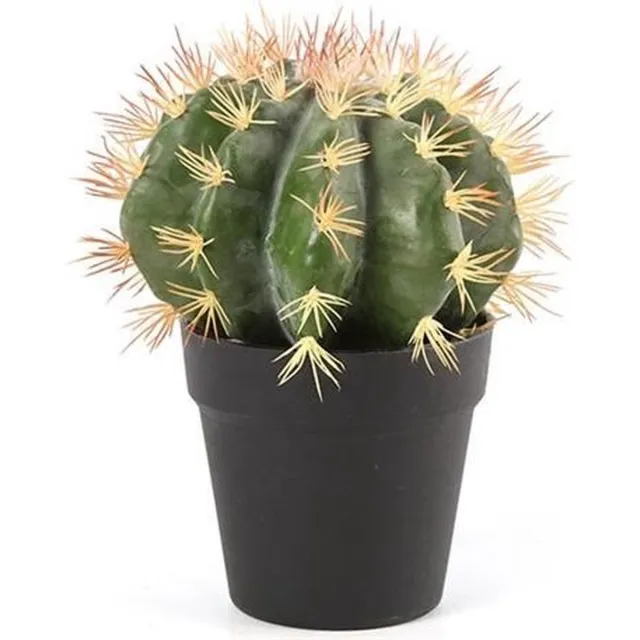 Decostar Cactus - Kunstplant - 29cm - Groen - Kunststof - Ø14cm - Melocactus