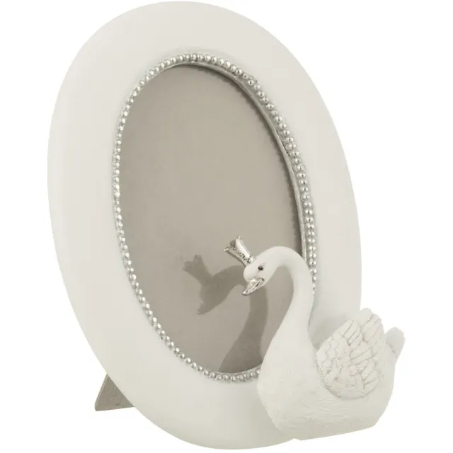 J-Line fotolijst Zwaan - polyresin - wit/zilver