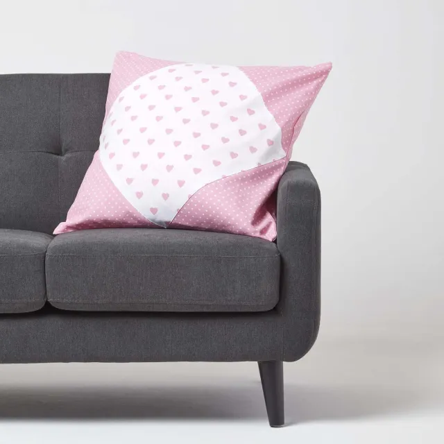 Homescapes Roze Hart Patchwork Kussenhoes 60x60cm