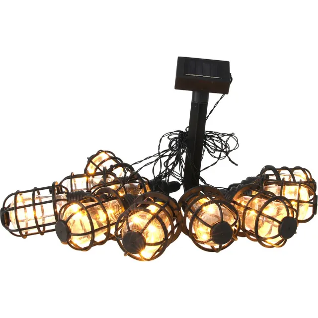 Svenska Living Solar feestverlichting - 10 lantaarns - 50 leds - warm wit licht - 300 cm snoer