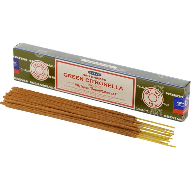 Satya Nag Champa wierrook stokjes citronella geur - 15x - Lichaam in balans - Meditatie - staafjes van 21 cm - 30 minuten Multi