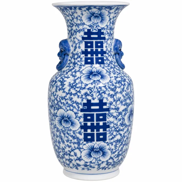 Fine Asianliving Chinese Vase Blue White Double Happiness H41cm multi