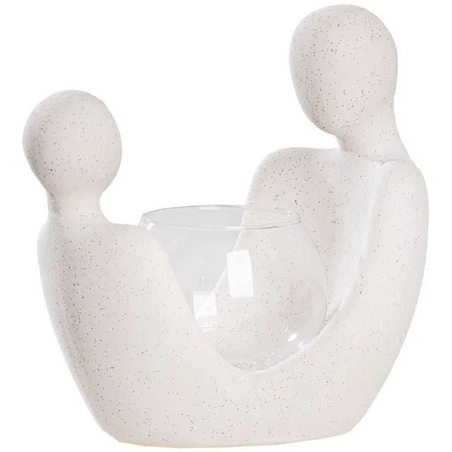 Rawa Geschenken Wij samen waxinelicht houder liefde - 12x20x19 cm - glas en keramiek - creme