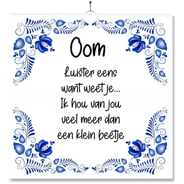 MC Living Tegel Met Opdruk | Oom | Luister Eens | Cadeau | Inclusief Geschenkdoos | Standaard | Ophangsysteem Multi-Color