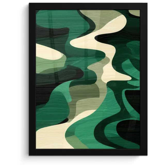 FrameYourWall Poster in lijst - Fotolijst 30x40 cm - Posters - Abstract - Camouflage - Groen - Posterlijst zwart - Decoratie - Wanddecoratie woonkamer - Muurdecoratie slaapkamer