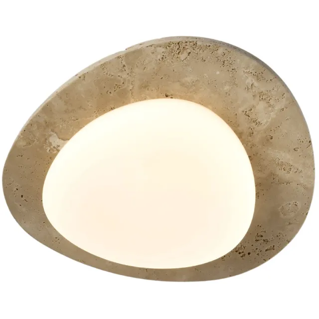 KOSILUM Nyméria - Plafondlamp - Beige, wit en messing - Travertijn, acryl en metaal