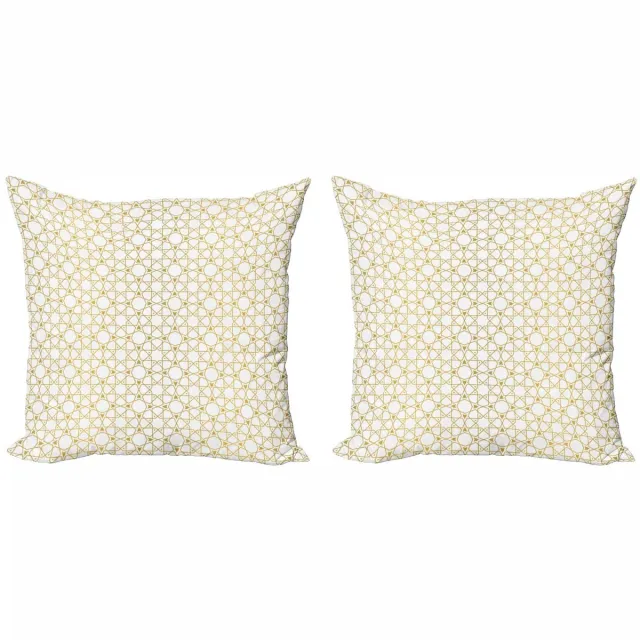 ABAKUHAUS Kussenhoes Set – 2x40x40 cm – Dubbelzijdig bedrukt – Amber/Wit