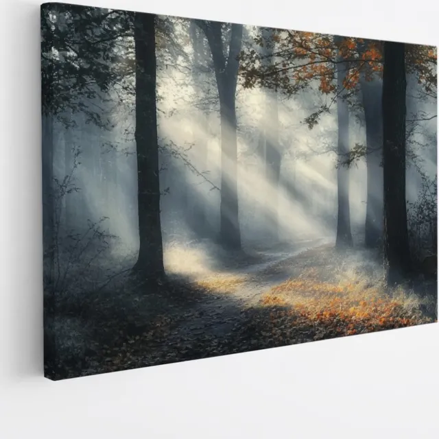 Saammp Canvas Schilderij - Natuur - Bos met paarse bloemen - landschappen - 30x20 - Foto op canvas - Wanddecoratie - Muurdecoratie Woonkamer - Slaapkamer decoratie - Canvas Print Multicolor