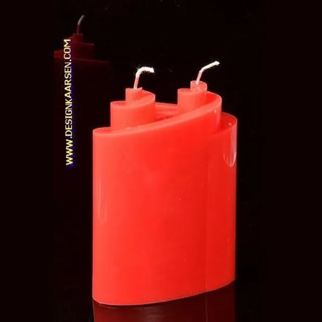 MilaNNE Piaf Kaars met 2 pitten, ROOD metallic, hoogte: 18 cm - Gemaakt door Candles by Milanne