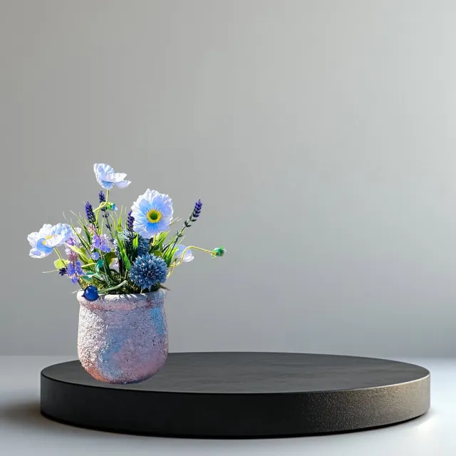 Seta Fiori Kunstbloemen - kunstplant - Nepbloemen - Blauw - 30cm - Compleet opgemaakt in PTMD pot krijt wit, blauw, lavendelblauw, zacht blauw, baby blauw
