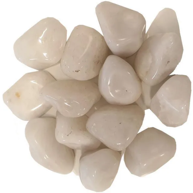 Yogi & Yogini naturals Melkkwarts trommelstenen knuffelsteen 3 stuks in kado zakje Witte Wijsheidskwarts edelsteen Sneeuwkwarts Sneeuw wit