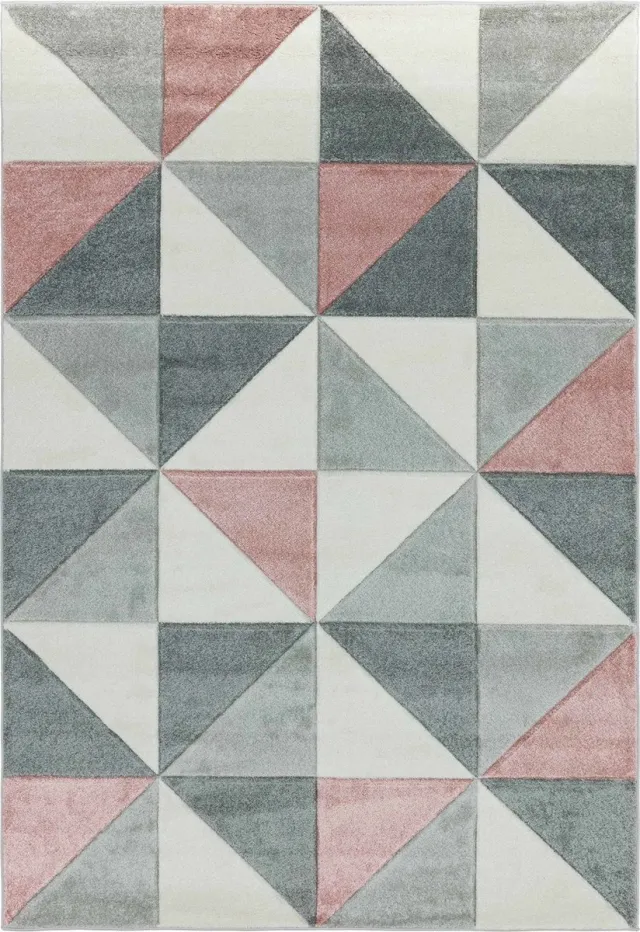 Eazy Living Easy Living - Sketch-Cubic-Pink Vloerkleed - 160x230 - Rechthoek - Laagpolig Tapijt - Modern - Grijs, Roze