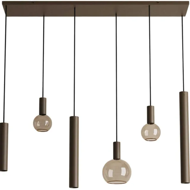 ZTAHL Hanglamp Riva recht 6 lichts platinum