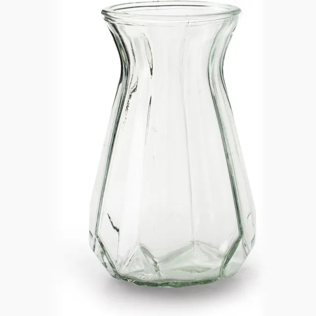 Jodeco Bloemenvaas - Stijlvol model - helder/transparant glas - H18 x D11,5 cm