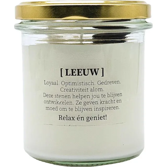 Candlelight-on DIY pakket - Sterrenbeeld geurkaars met edelstenen - Leeuw