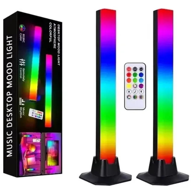 Je Huis LED Nachtlamp RGB Sfeerverlichting – 32cm – Afstandsbediening & App – 270° Lichtspreiding – USB 5V – Slimme Atmosfeer Lamp. Zwart