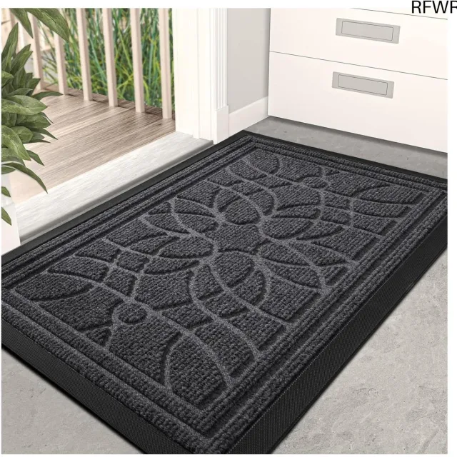 RFWR Deurmat 40 x 60 cm - Wasbaar Antislip Binnen- en Buitentapijt voor Schoenen - Grijs