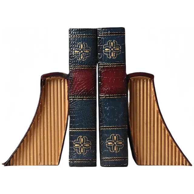 Decopatent© Decopatent - Vintage Houten Boekensteunen - 2-Delige Set - Boekensteun Hout - Vintage Boeken Design - Boekenstandaard - Afm. 13x13x19 CM.